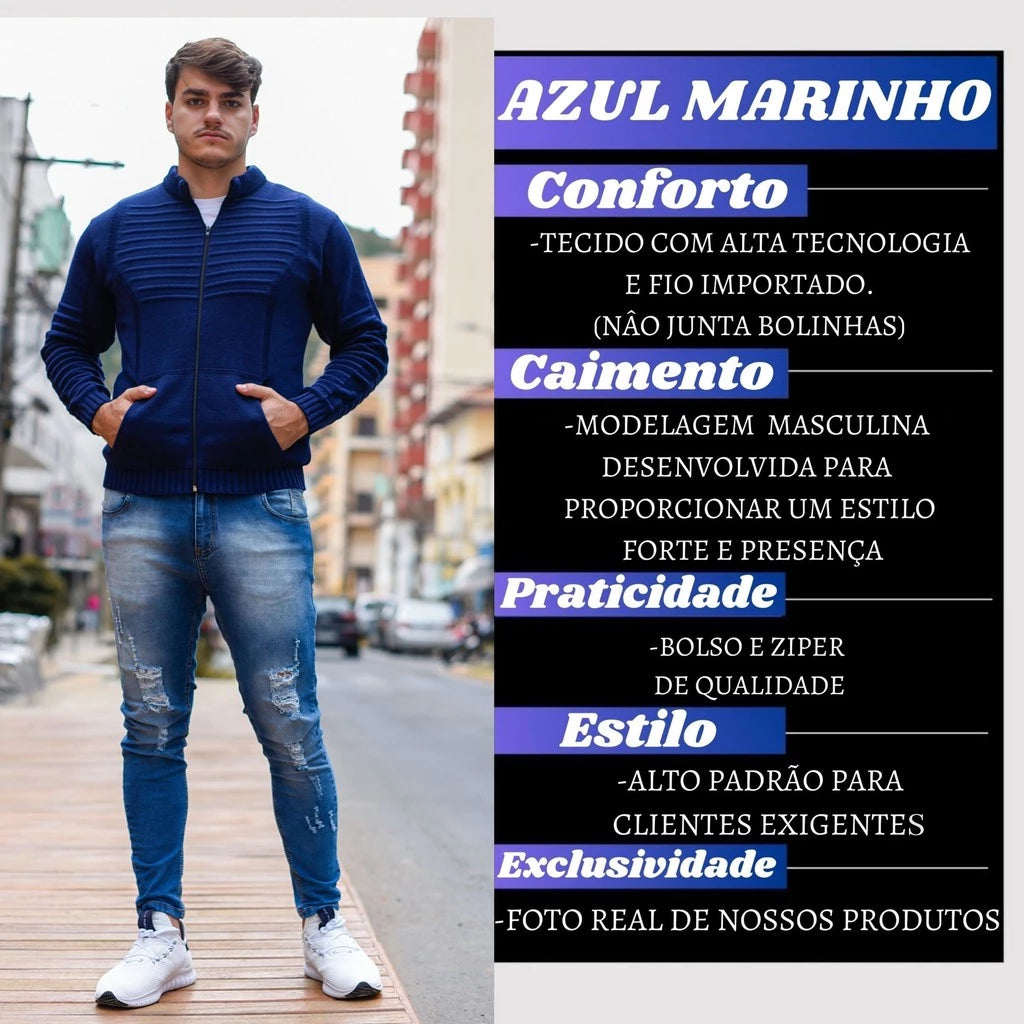 Casaco Parca Jaqueta Masculina Grossa de Inverno com Bolso e Zíper Quente Lisa Camuflada para Homens