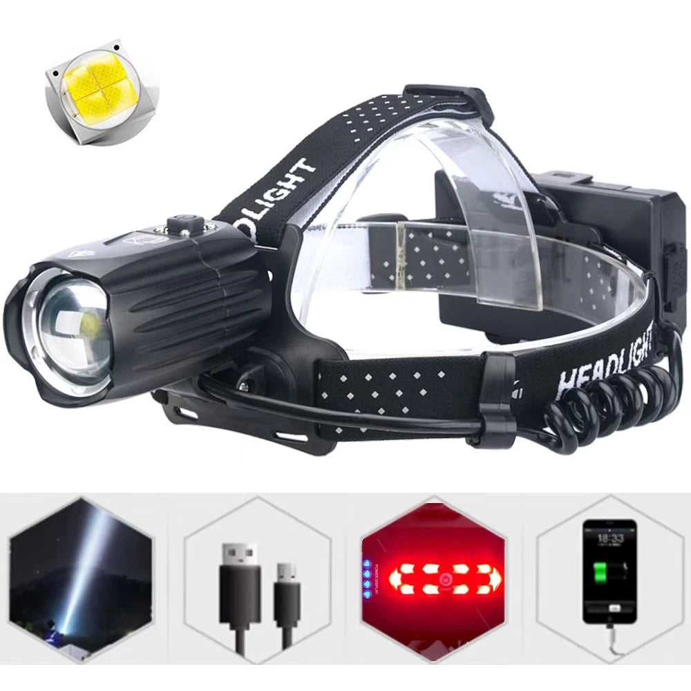 Lanterna De Cabeça Mais Forte Do Mundo LED Lanterna Super Potente Recarregavel