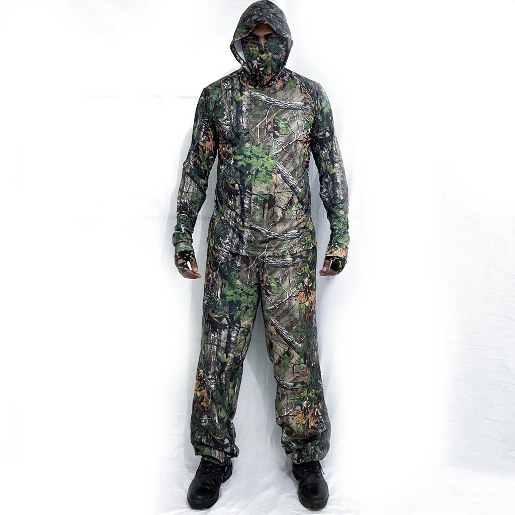 Roupa Camuflada Completa ( Calça + Camisa com capuz + Bandana )