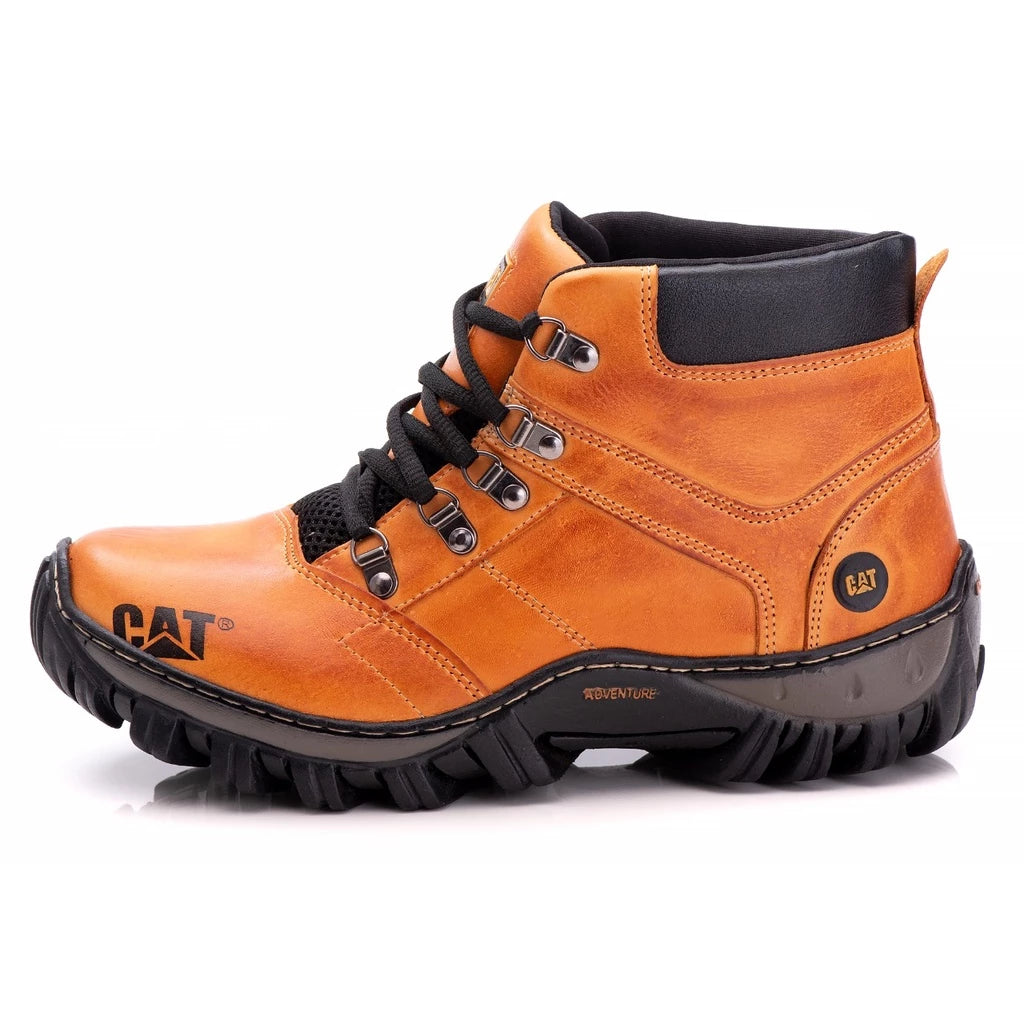 Bota Caterpillar Masculina Em Couro Com Palmilha Em Gel Macia Adventure