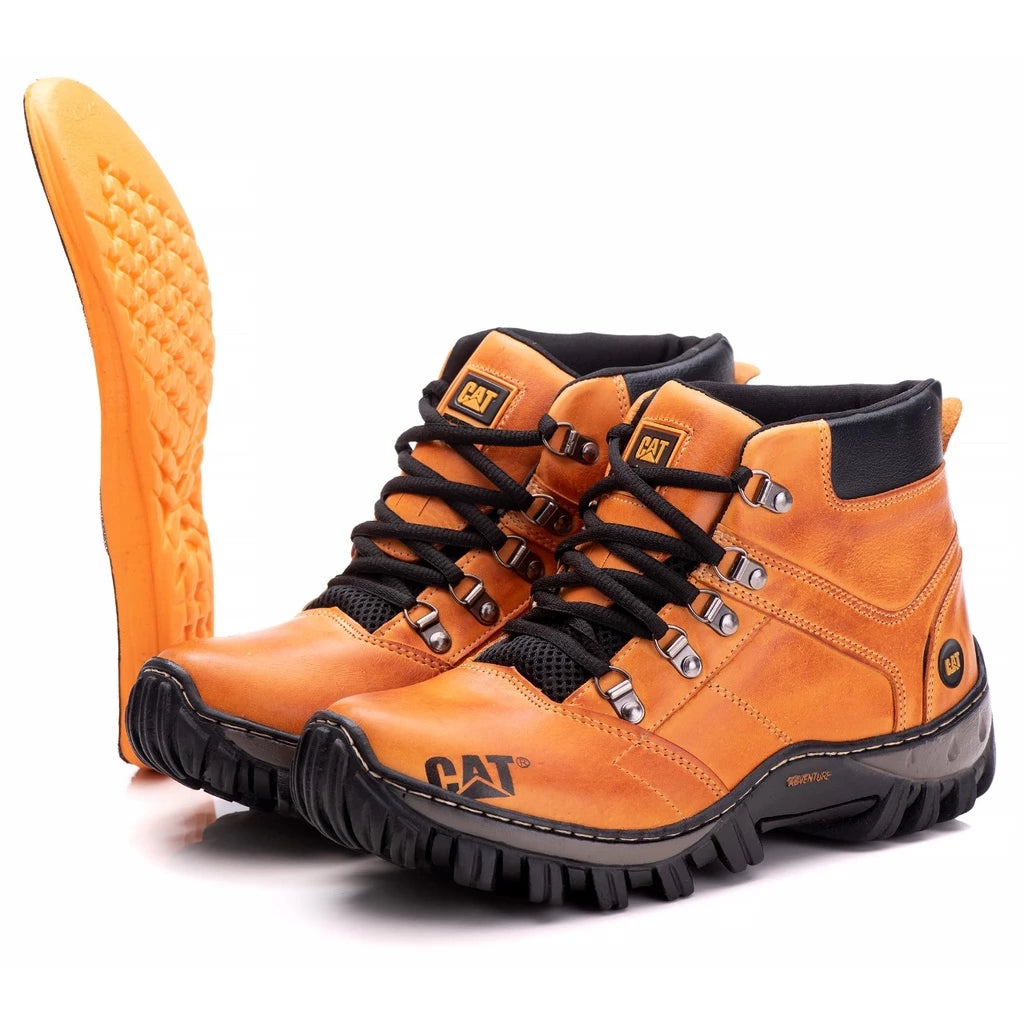 Bota Caterpillar Masculina Em Couro Com Palmilha Em Gel Macia Adventure