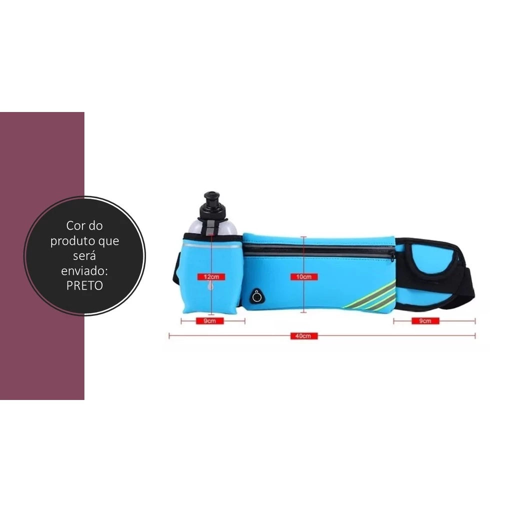 Pochete porta Garrafa Corrida Bike Caminhada Ciclismo Celular até 7,5 Polegadas c Garrafinha Gratis