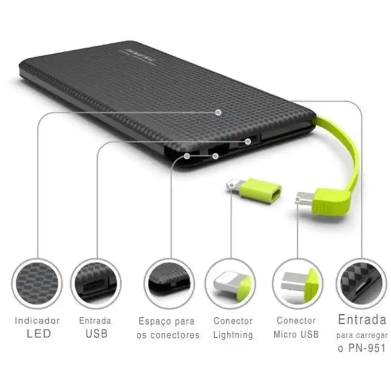 Carregador Portatil Power Bank para V8/Lightning 10000Mah Bateria Portátil Pineng