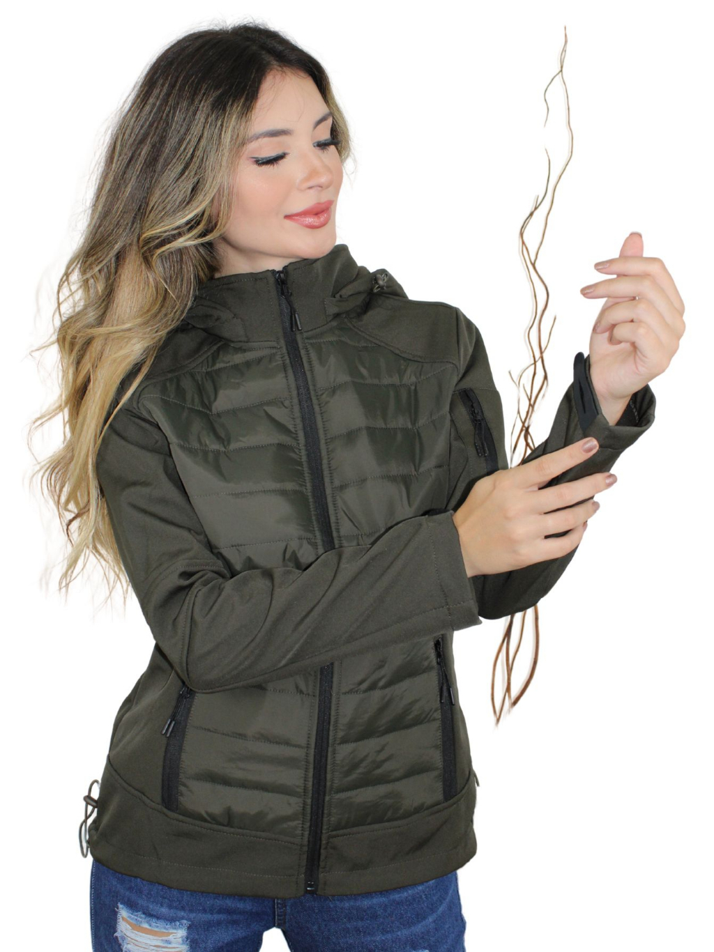 Jaqueta Corta Vento Feminina Flanelada com Capuz Removivel