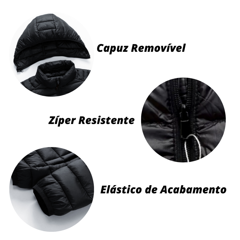 Jaqueta Masculina Inverno Corta Vento Frio Nylon Acolchoada