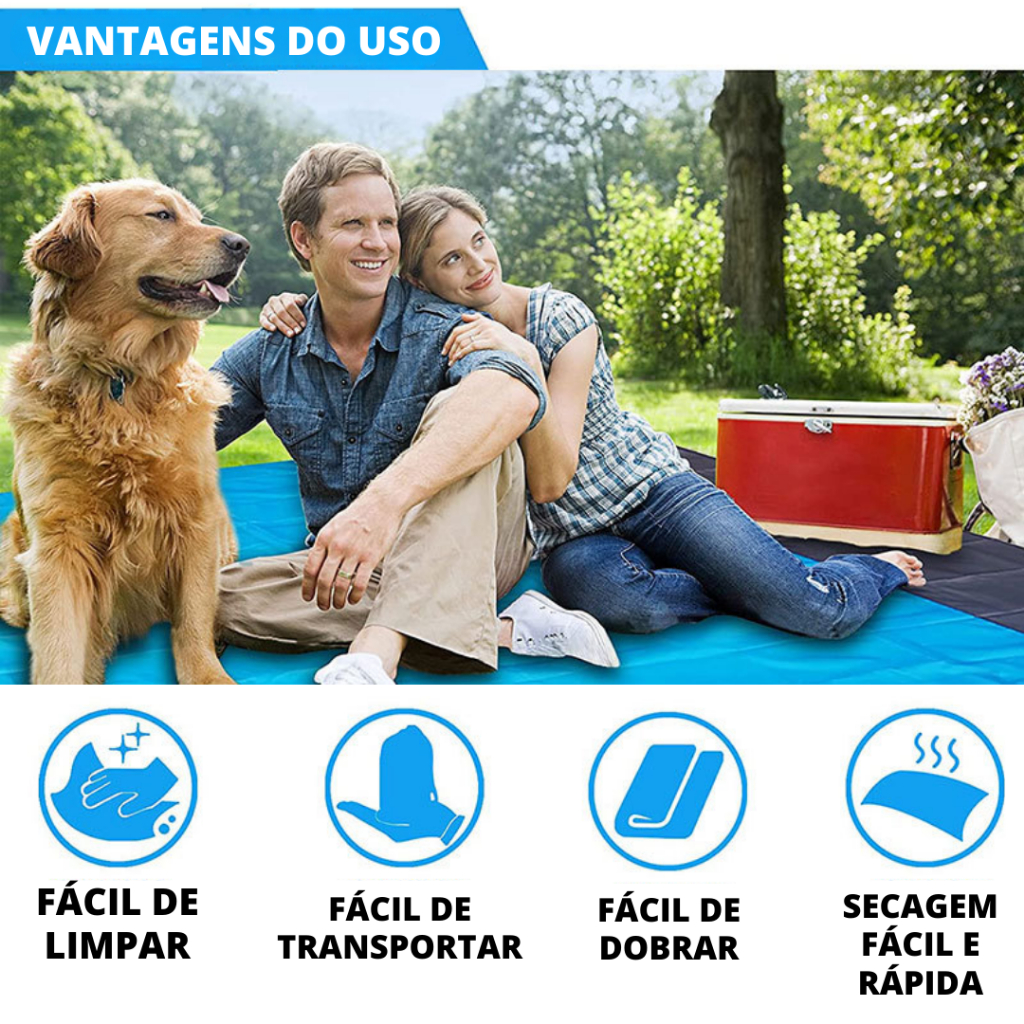 Tapete de Praia Impermeável 210 x 200 cm A Prova de D'água Para Piquenique Acampamento