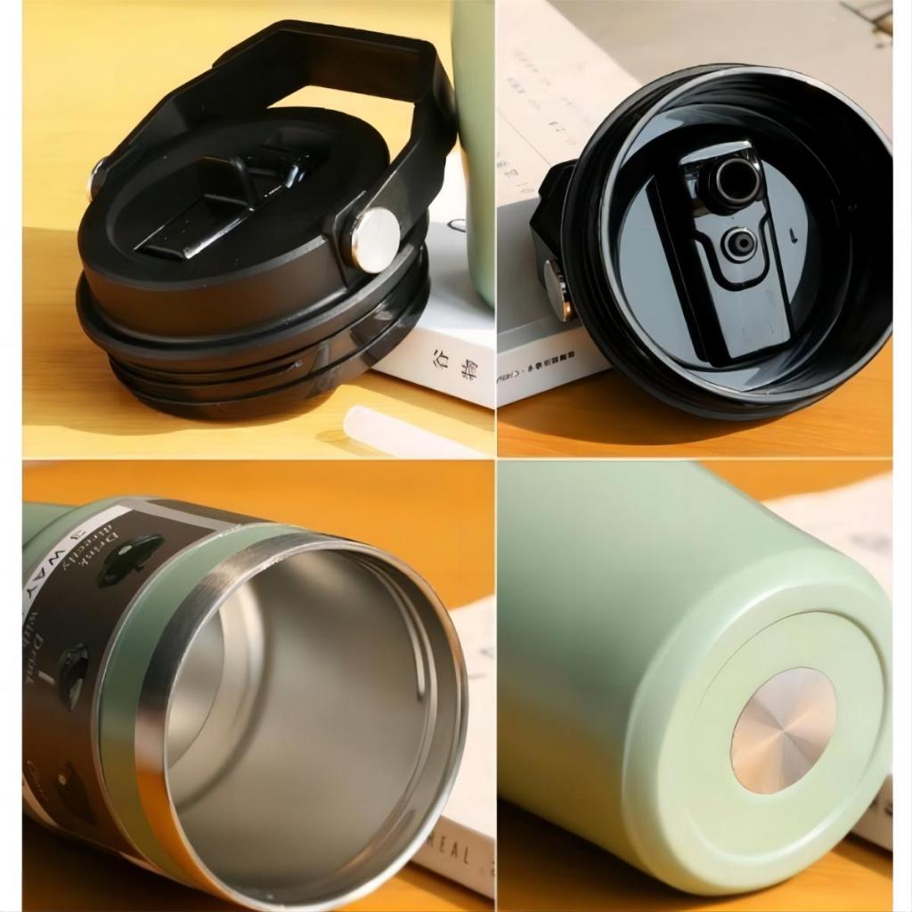 Garrafa Térmica 900ML Com Alça Flip Tumbl Aço Inoxidável Isolamento Térmico Com Canudo P/ Academia Trabalho Caminhada