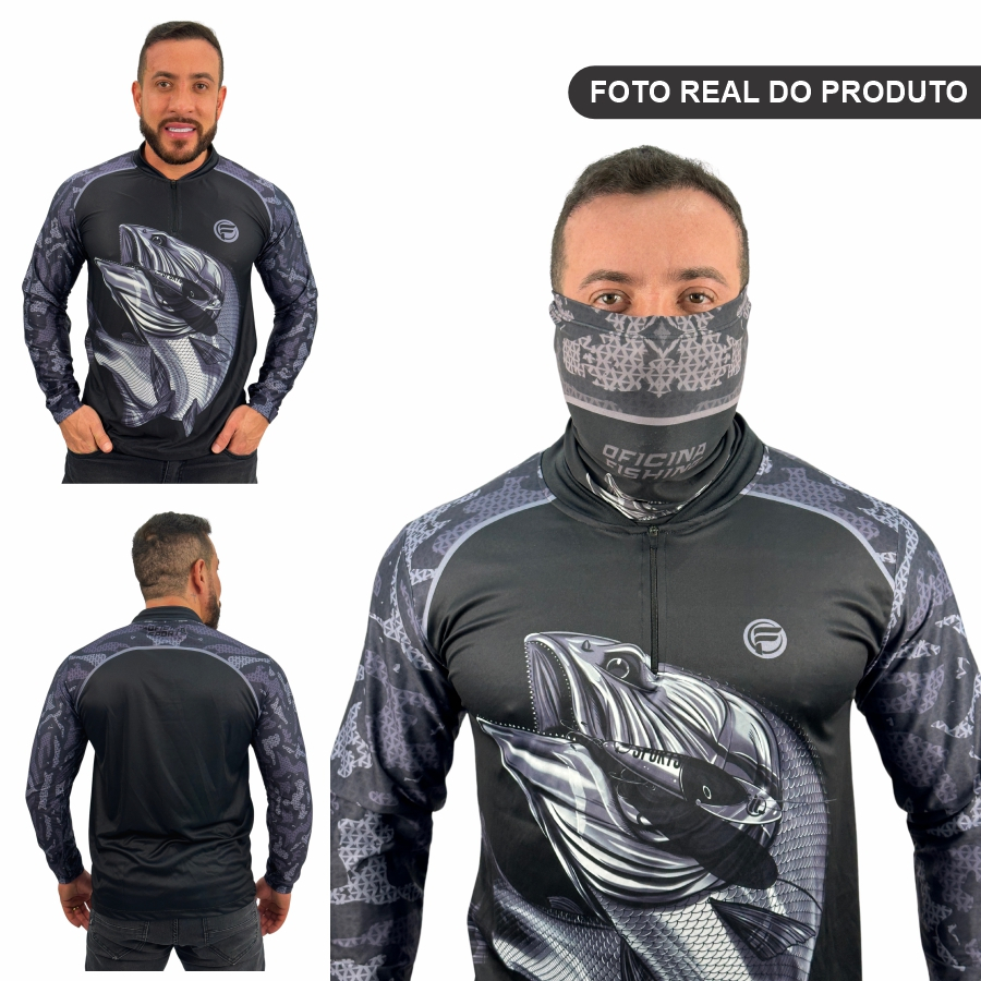 Kit Camisa Camiseta De Pesca + Bandana C/ Proteção Térmica Uv50 Dryfit