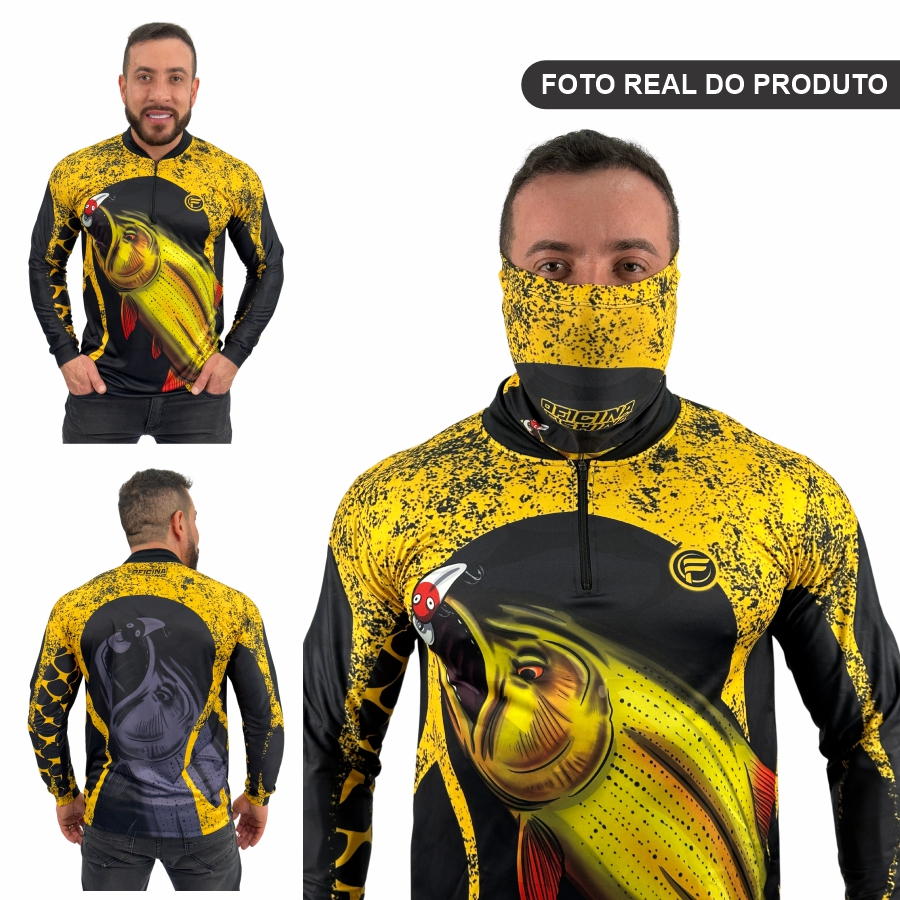 Kit Camisa Camiseta De Pesca + Bandana C/ Proteção Térmica Uv50 Dryfit
