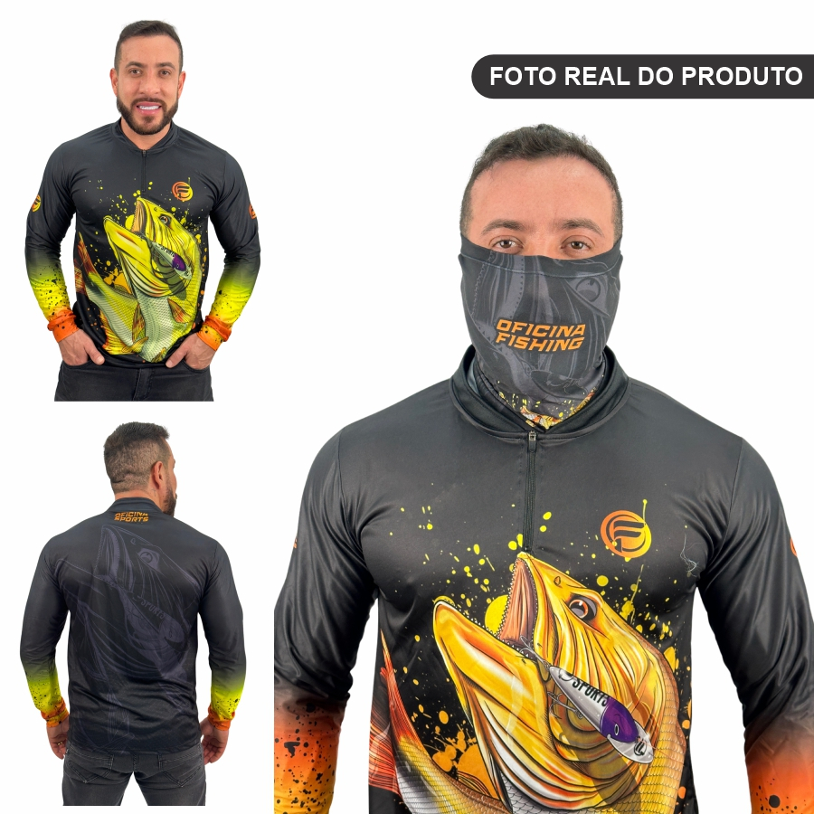 Kit Camisa Camiseta De Pesca + Bandana C/ Proteção Térmica Uv50 Dryfit