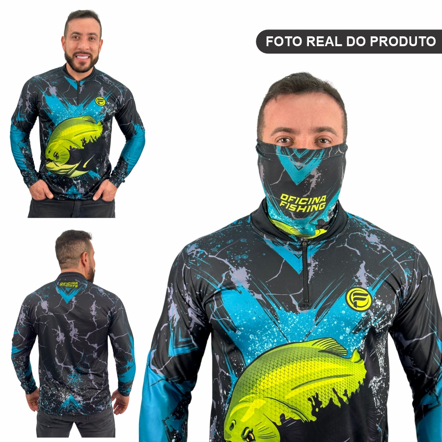 Kit Camisa Camiseta De Pesca + Bandana C/ Proteção Térmica Uv50 Dryfit
