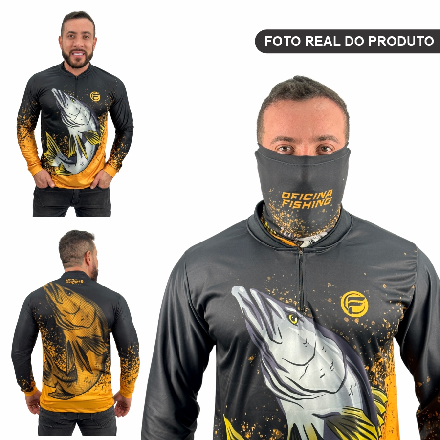 Kit Camisa Camiseta De Pesca + Bandana C/ Proteção Térmica Uv50 Dryfit