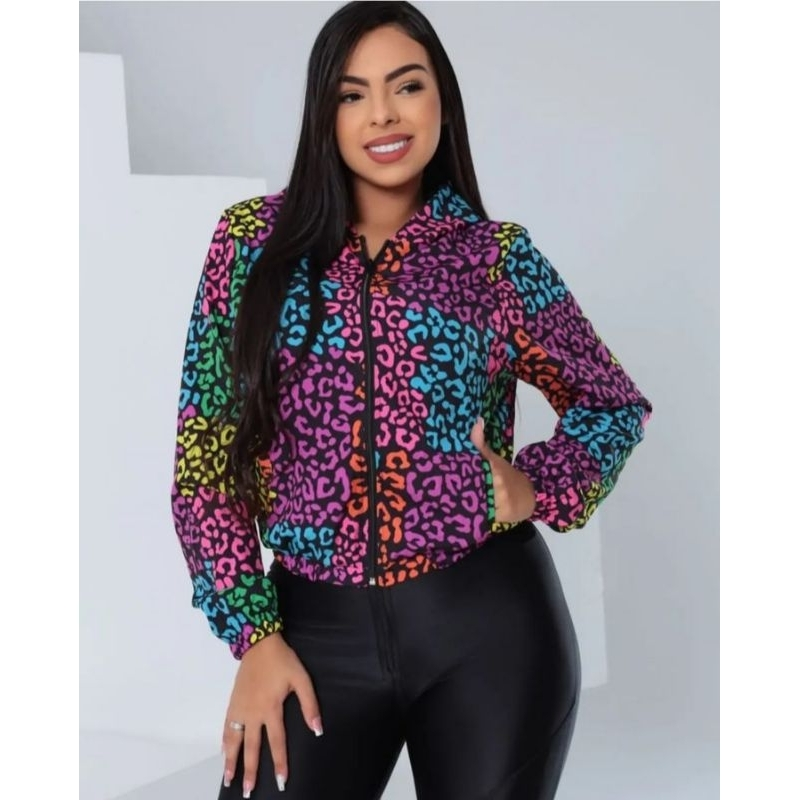 Jaqueta Corta Vento Feminina Inspiração Impermeável com capuz e bolso