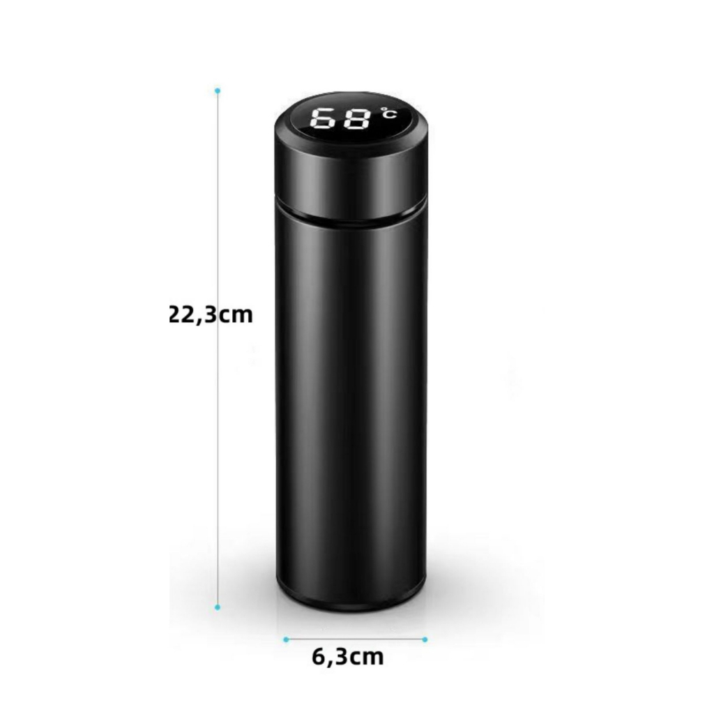 Garrafa Térmica Inox 500 Ml Com Medidor De Temperatura Ideal Para Viagens Escritório