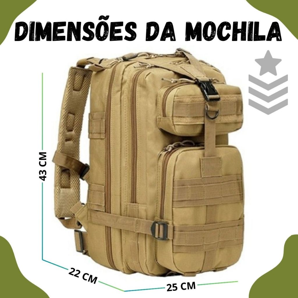 Mochila Assault Militar Tática Impermeável Camping Masculino Feminino Areia Bege