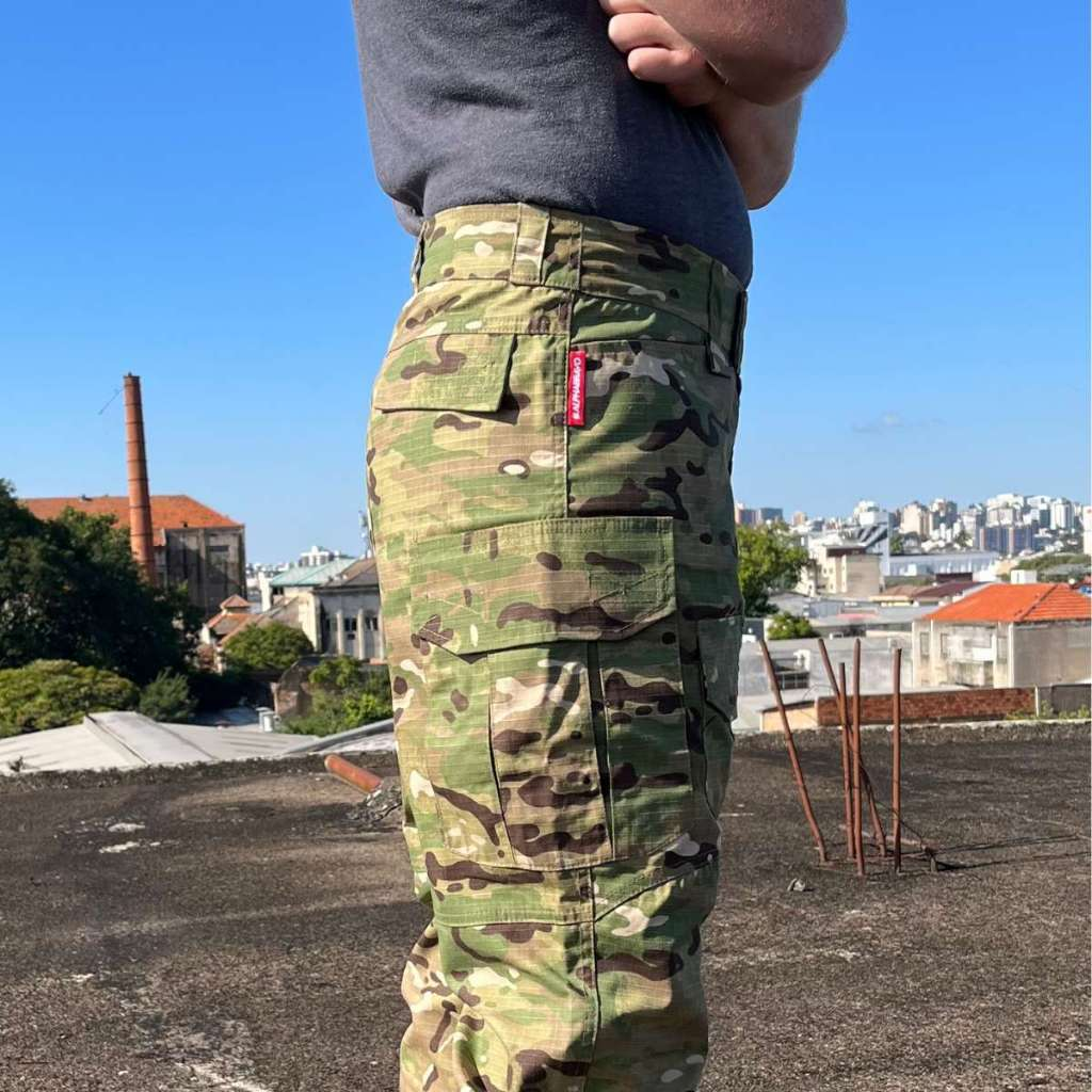 Calça Tática Masculina Militar Cargo Camuflado Multicam trilha Hiking Acampamento Pesca Farda Roupa