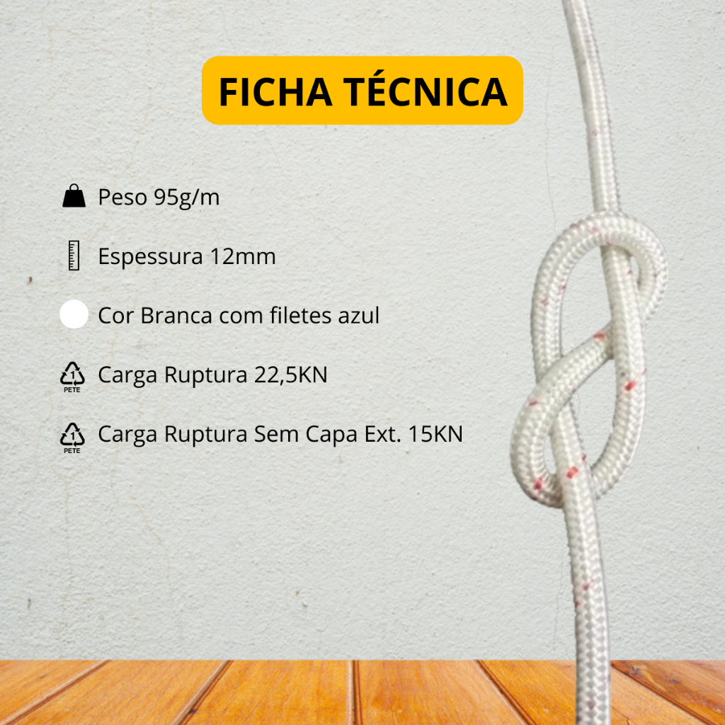 20m Corda 12mm Resistente Escaladas Rapel Montanhismo Treino Exército Tipo Bombeiro C/ Alma Trançada