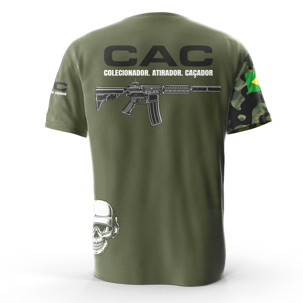 Camiseta Cac Colecionador Caça Militar Brasil Proteção Uv50+