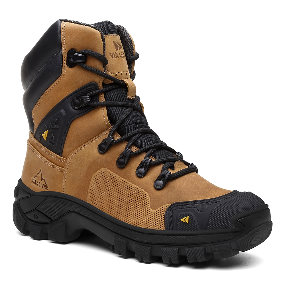 Bota Coturno Masculino Couro Segurança Militar VL045 Com C.A