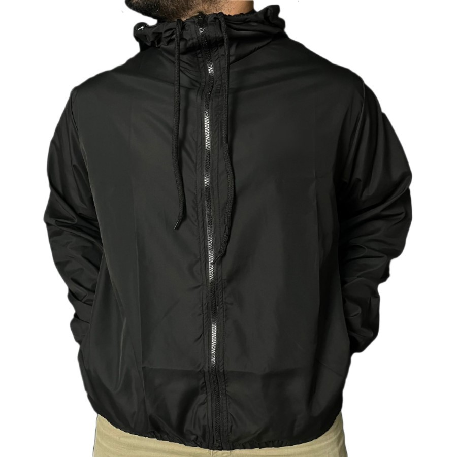 Jaqueta Corta Vento Masculina Impermeável Semi Forrada Com Capuz - Repelente a Água - Gola Alta