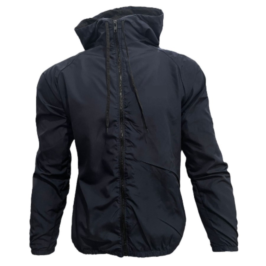 Jaqueta Corta Vento Masculina Impermeável Semi Forrada Com Capuz - Repelente a Água - Gola Alta