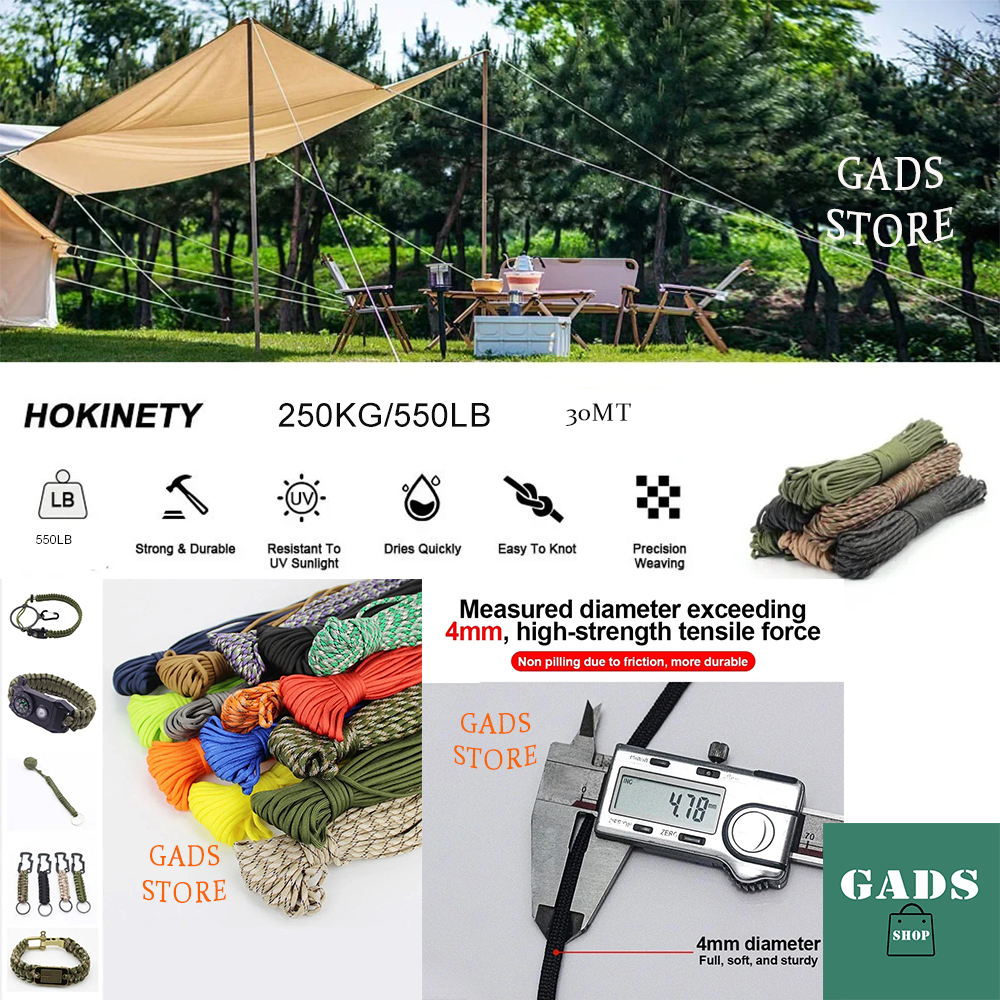 Corda Outdoor Paracord 550 4mm com 7 Filamentos 30 Mt Trekking Camping Pesca Caminhada