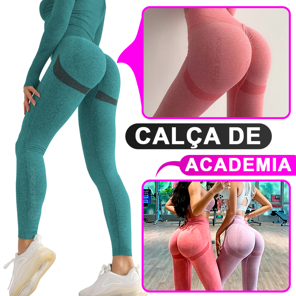 Kit Com 2 Calça Legging Feminina Academia Esportiva Fitness Cintura Alta Levanta Bumbum