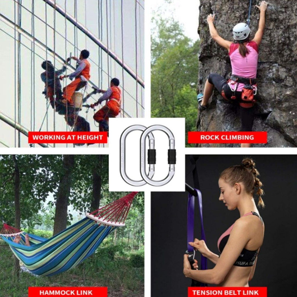 Kit 4 Mosquetão De Escalada 25kn Resistente Para Cordas Rede