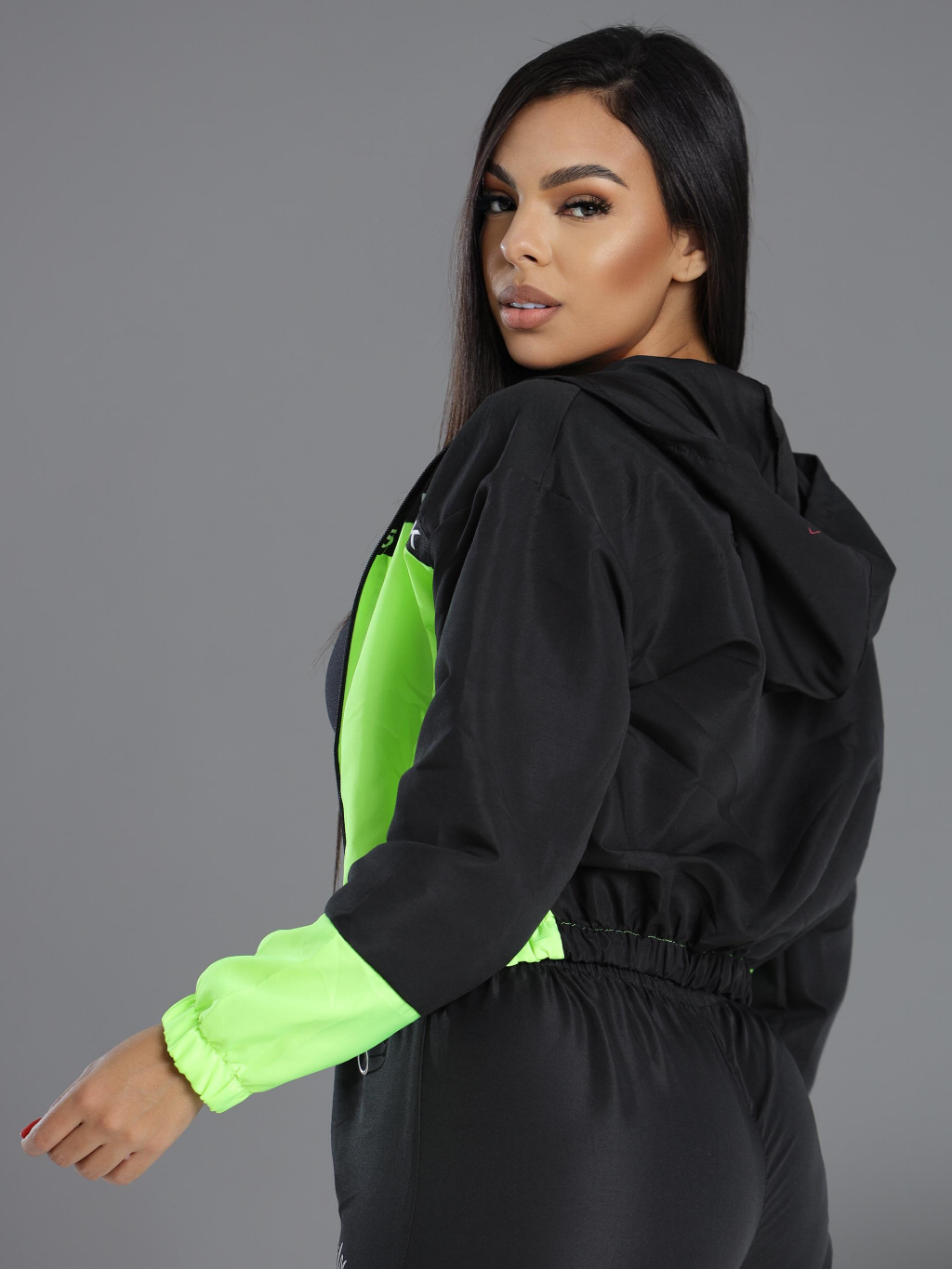 Jaqueta Feminina Corta-Vento com Capuz - Moda Outono, Verão e Inverno