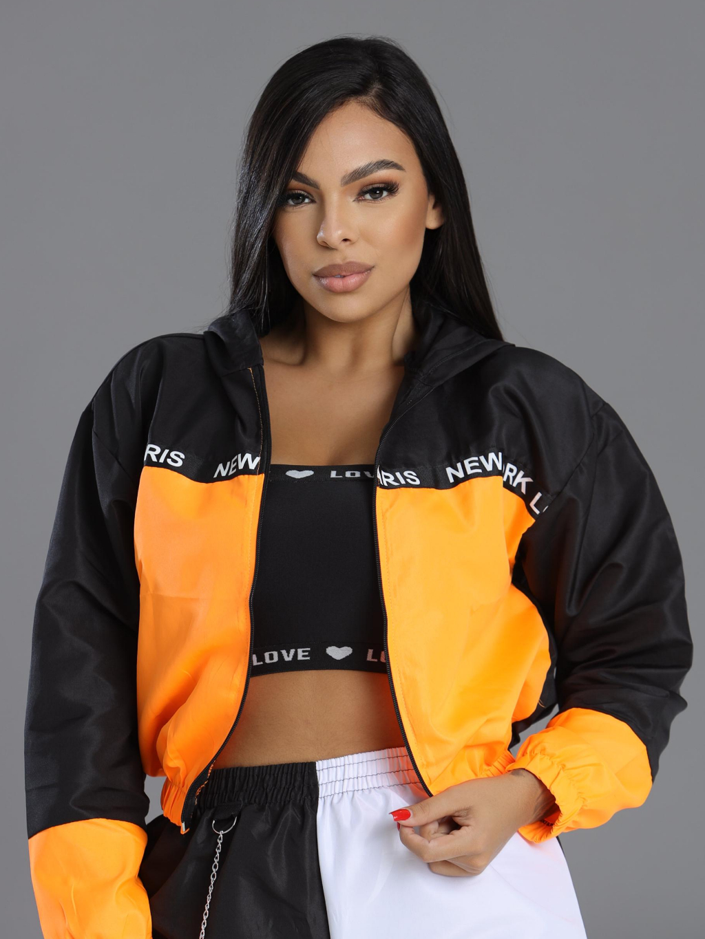 Jaqueta Feminina Corta-Vento com Capuz - Moda Outono, Verão e Inverno