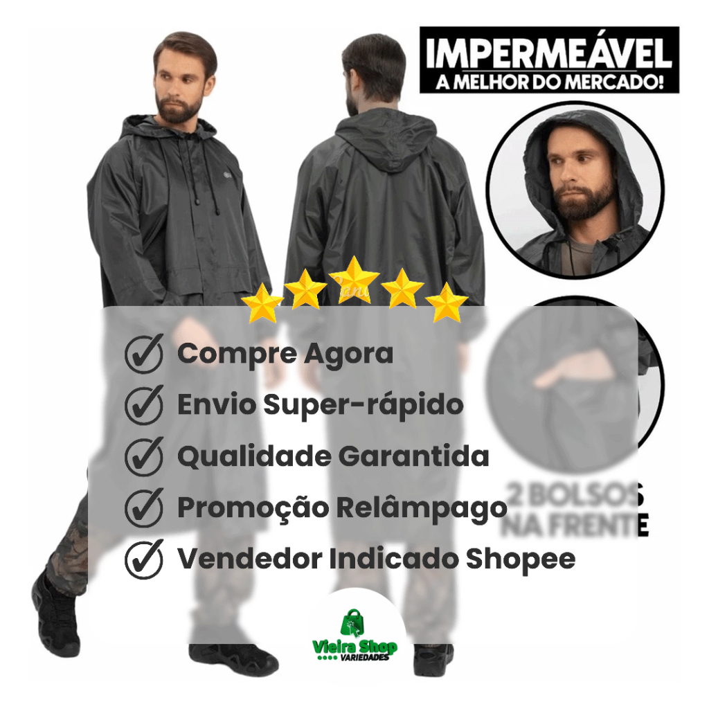 Capa De Chuva P/ Pesca Pescaria Militar Reforçada Epi Oferta