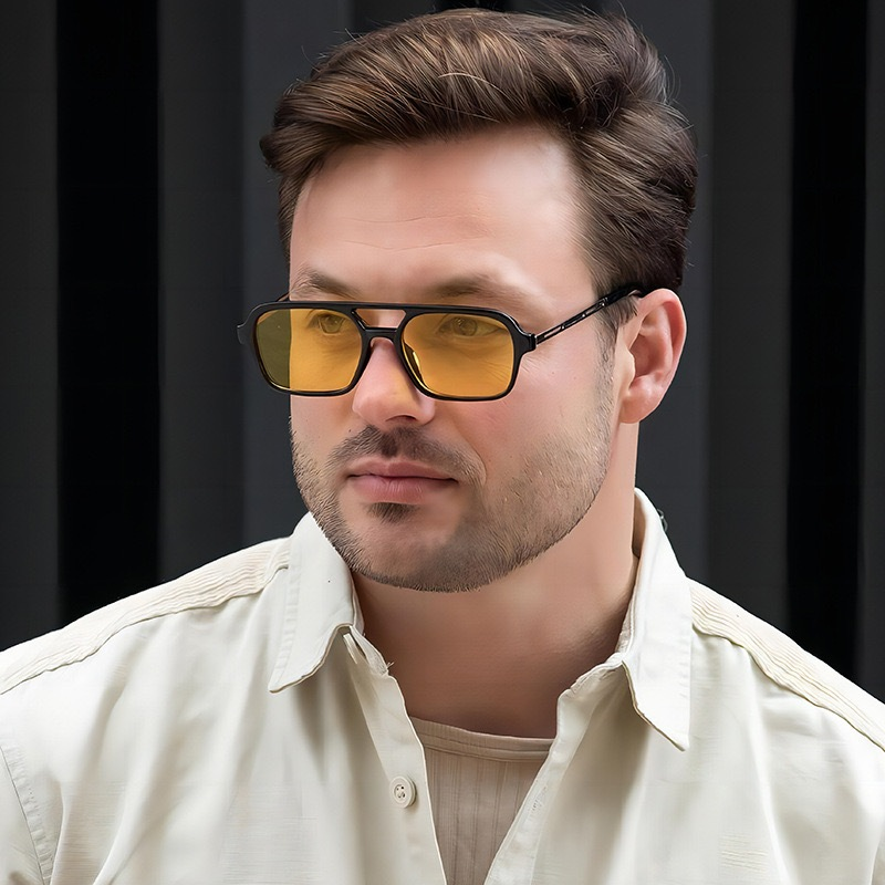 2024 Novo Estilo Versão Óculos Piloto Masculino Retro Óculos de Sol Quadrados Pequenos Óculos de Sol