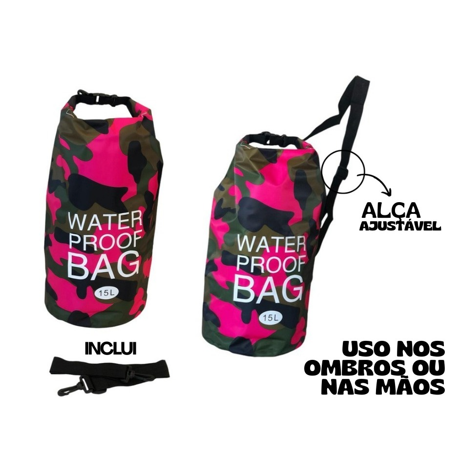 Mochila Sacola Bag Impermeável Aprova D'agua Saco Camuflado Bolsa Trilha Mergulho Natação