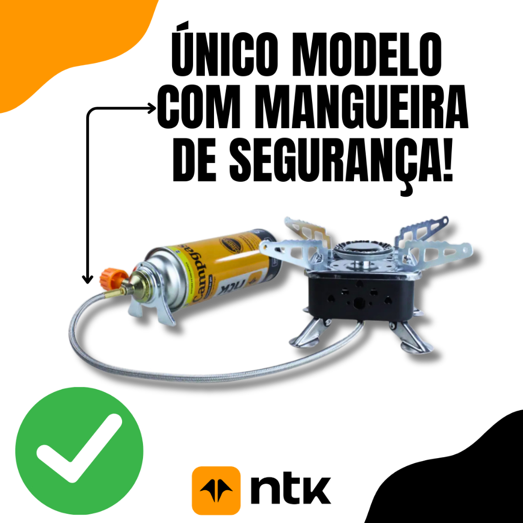 Fogareiro Portátil Átomo Dobrável Fogão a Gás Nautika Camping Ignição Automática