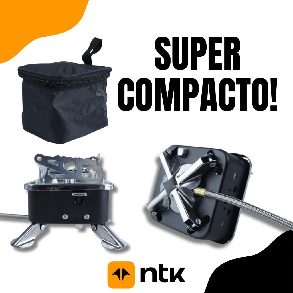 Fogareiro Portátil Átomo Dobrável Fogão a Gás Nautika Camping Ignição Automática