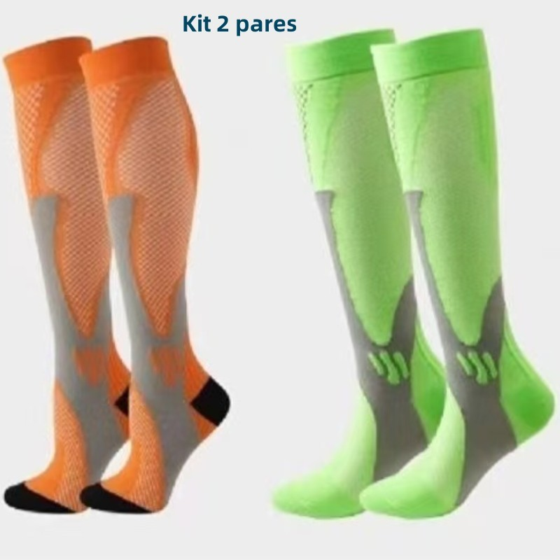 Kit 2 pares de meias esportivas de futebol, corrida, ciclismo profissional, treinamento funcional, voleibol, montanhismo