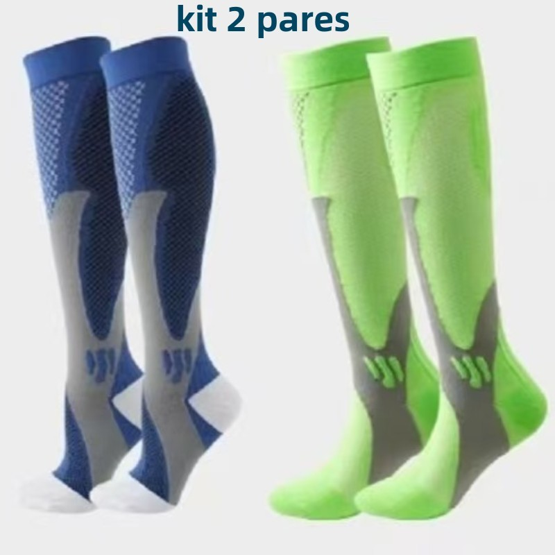 Kit 2 pares de meias esportivas de futebol, corrida, ciclismo profissional, treinamento funcional, voleibol, montanhismo