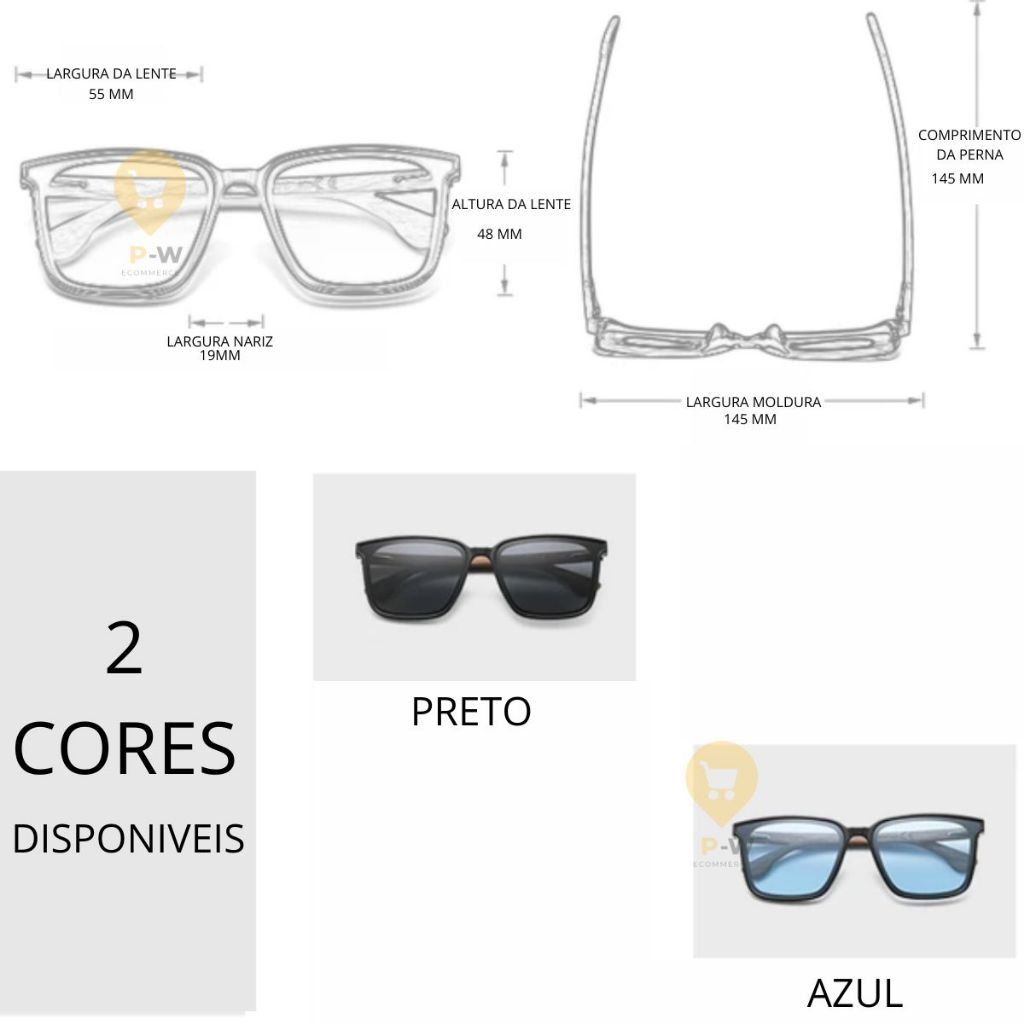 Óculos de Sol Madeira Bambu Premium Masculino Quadrado Verão