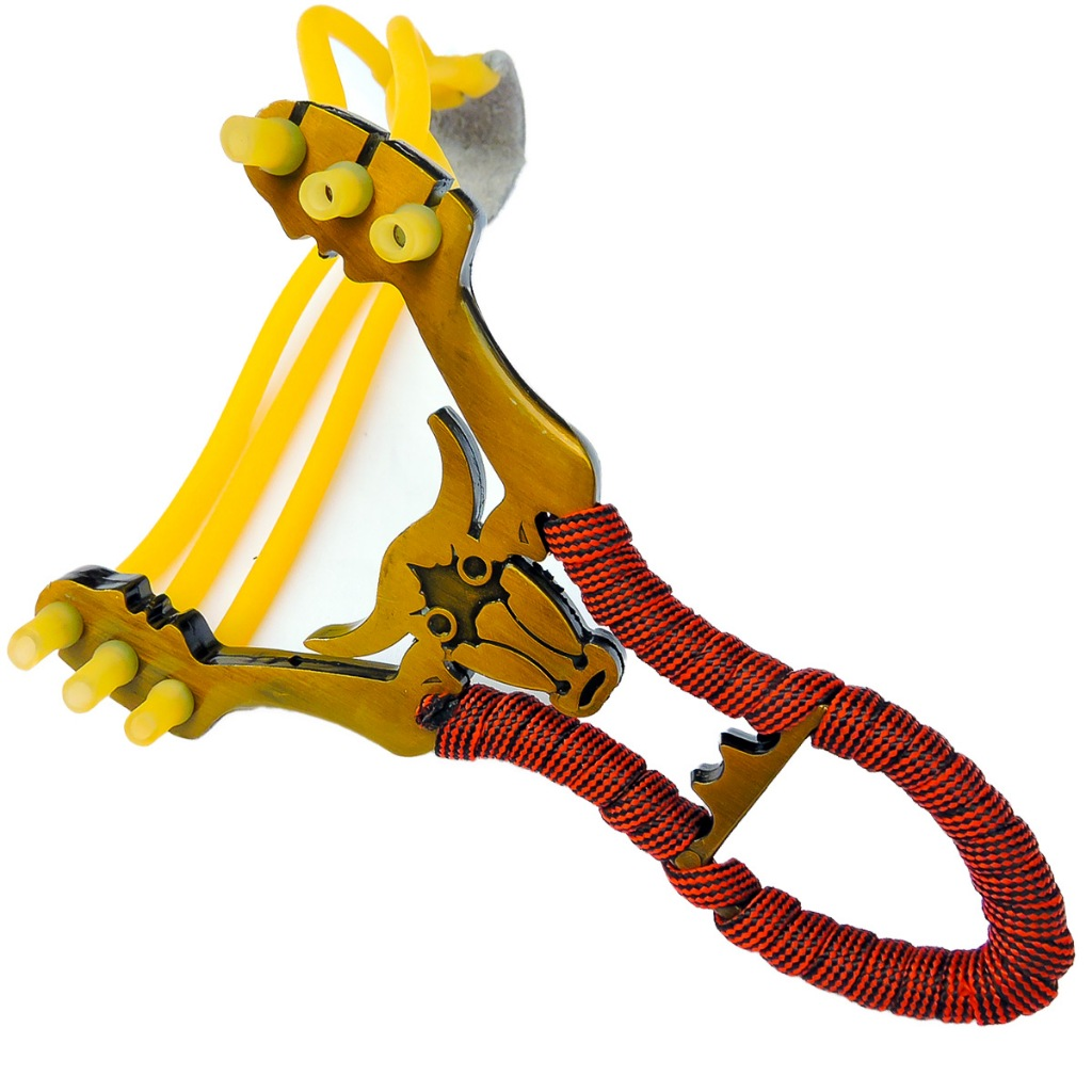 Atiradeira S28 PESCA + 2 Borrachas + 3 Setas Estilingue Slingshot Corpo em Metal Baladeira Bodoque