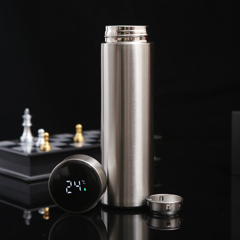 Garrafa Térmica Inox 500 Ml Com Medidor De Temperatura Ideal Para Viagens Escritório