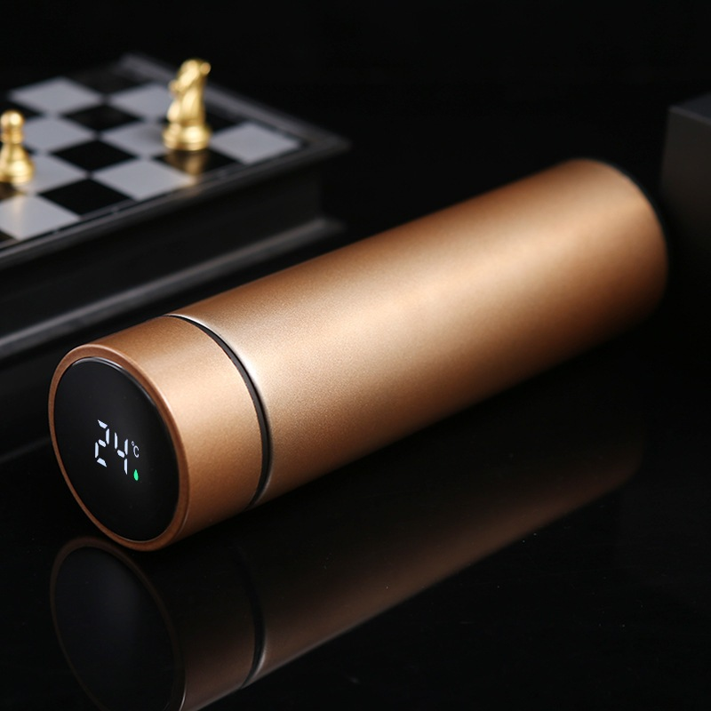 Garrafa Térmica Inox 500 Ml Com Medidor De Temperatura Ideal Para Viagens Escritório