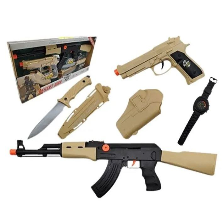 Kit de Arminhas Militares de Brinquedo Infantil Lança dardo- Desert War - 99 Toys