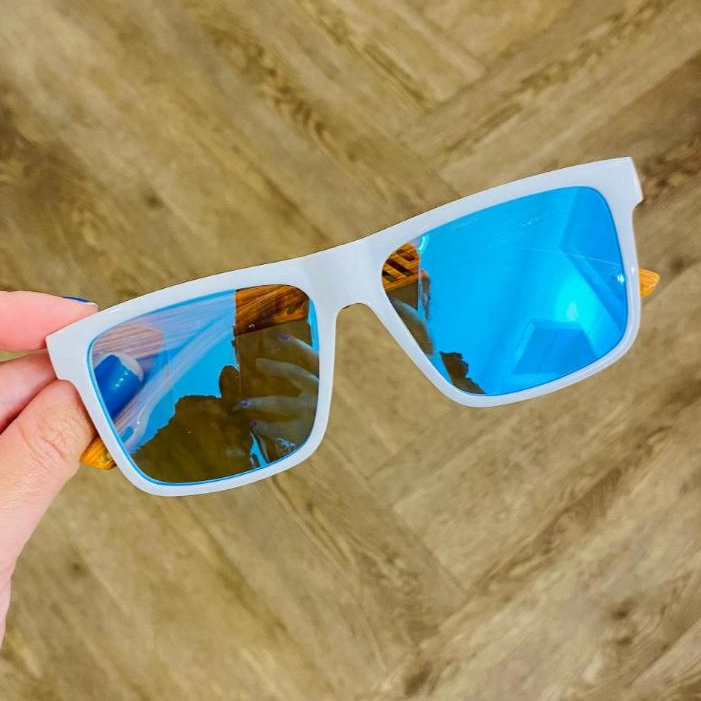 Óculos de Sol Madeira Bambu Premium Masculino Quadrado Verão