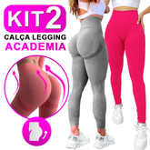 Kit Com 2 Calça Legging Feminina Academia Esportiva Fitness Cintura Alta Levanta Bumbum