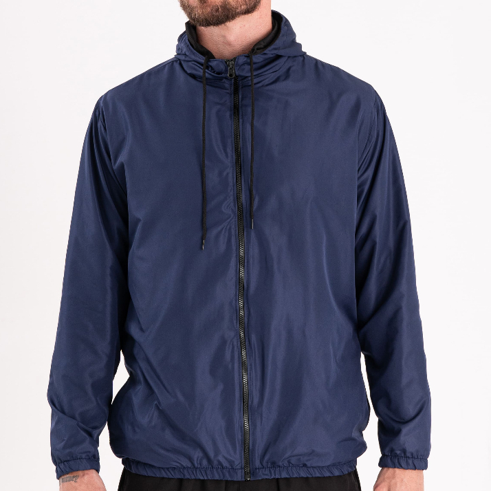 Jaqueta Corta Vento Masculina Impermeável Semi Forrada Com Capuz - Repelente a Água - Gola Alta