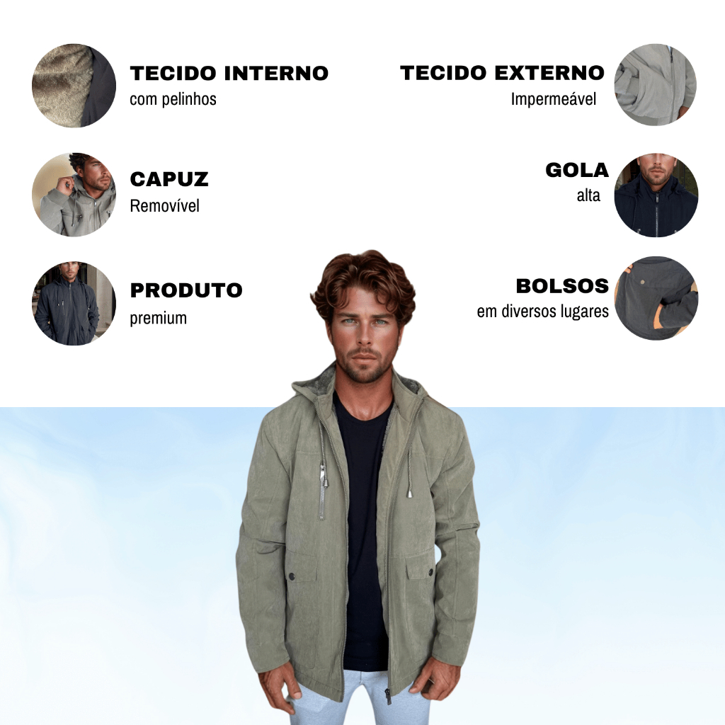 Casaco Corta Vento Jaqueta Masculina Sarja Impermeável