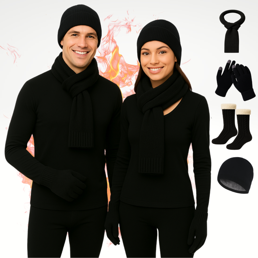 Kit Frio Blusa + Calca Térmica Luvas Meias Touca E Cachecol