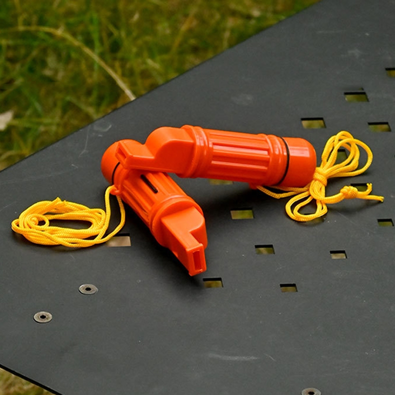 Apito de obrevivência Emergência 5 em 1. porta objetos Espelho Pederneira Apito Bussóla.29x120mm