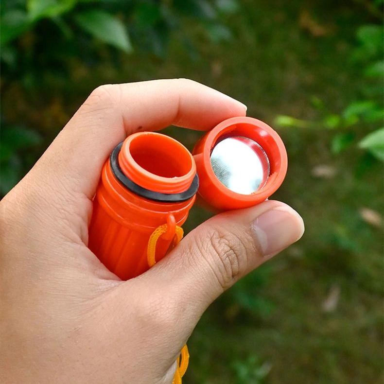 Apito de obrevivência Emergência 5 em 1. porta objetos Espelho Pederneira Apito Bussóla.29x120mm