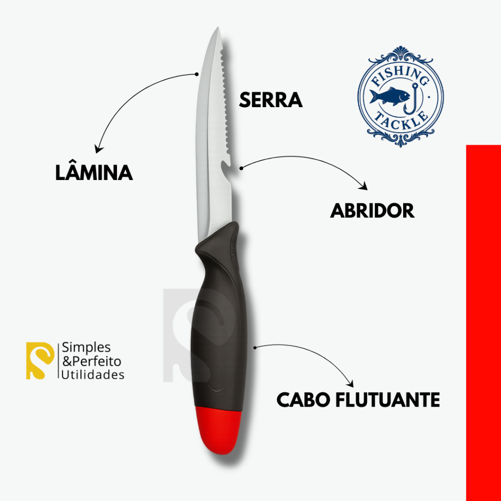 Faca de Pesca Fileteira Flutuante com Descamador de Peixe Escamador Pescadores Profissional